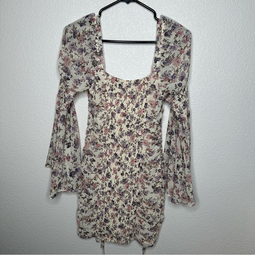 Floral Ruched Mini Dress Size Small - Picture 7 of 8